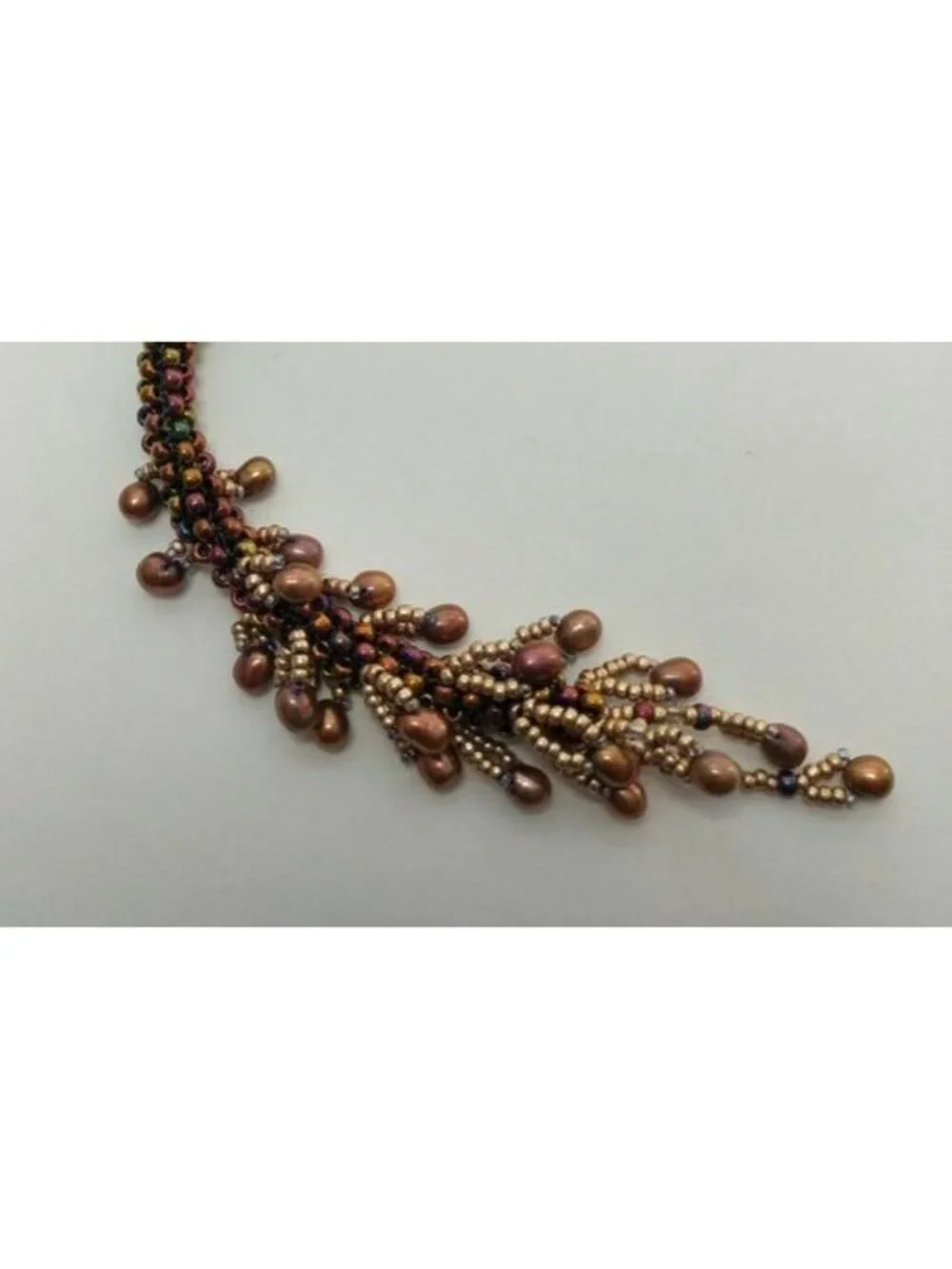 Freshwater Pearls Swarovski Crystals Lariat Necklace Japanese Beads Artisan-Made - Picture 6 of 8